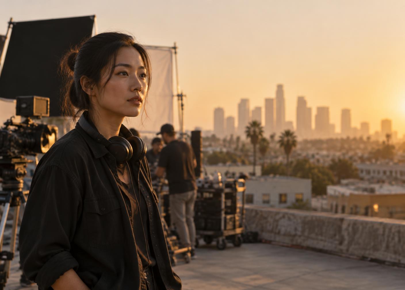 An emerging filmmaker on a Los Angeles set